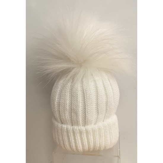 Baby Cascade Pom Pom Hat White