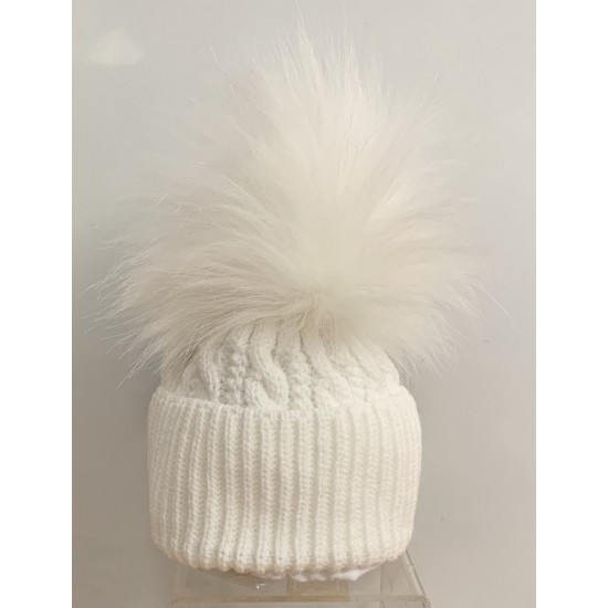 Baby Topsy Pom Pom Hat White