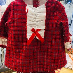 Lor Miral Baby Girls Red Navy and White Dress with Bow 32019