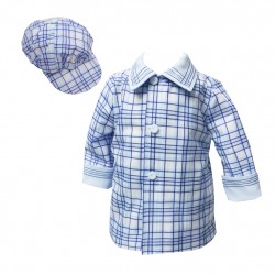 Pretty Originals AW23 Boys Pale Blue Checked Jacket with Hat DL08124E