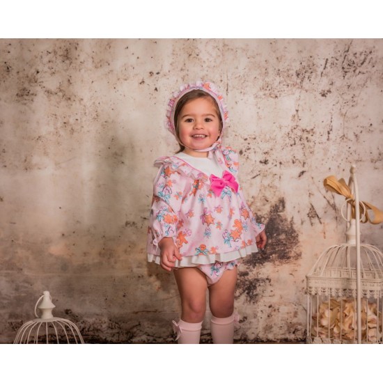 Babine AW24 Girls Pink Gingerbread Dress and Knickers Set 2512046 Babine AW24 Girls Pink Gingerbread Dress and Knickers Set 2512046
