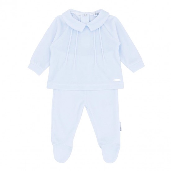 Blues Baby Boys Blue Velour Two Piece Set with Pintuck Detail BB1115B Blues Baby Boys Blue Velour Two Piece Set with Pintuck Detail BB1115B
