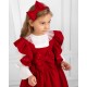 Caramelo Kids AW24 Girls Red Velvet Pinny Dress Set with Headband 0321187