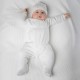 Emile et Rose White Interlock All in One with feet, Embroidered Yoke and Hat 1766WH Emile et Rose White Interlock All in One with feet, Embroidered Yoke and Hat 1766WH