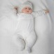 Emile et Rose White Interlock All in One with feet, Embroidered Yoke and Hat 1766WH Emile et Rose White Interlock All in One with feet, Embroidered Yoke and Hat 1766WH