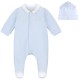 Emile et Rose SS25 Pale Blue Interlock All in One with Emb Teddy panel and Hat 2573PB