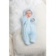 Emile et Rose AW25 Pale Blue Deep pile fleece Pramsuit with 3D teddy 1955PB