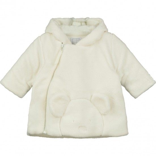 Emile et Rose AW25 Ivory Deep pile fleece Jacket with 3D Teddy and Hood 9320IV