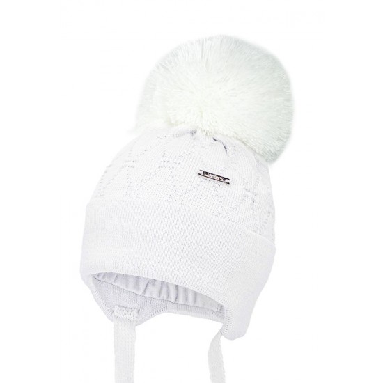 Jamiks Gilles White Hat with Knitted Pompom JZH301-P