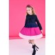 Rochy AW24 Girls Navy and Pink Pleated Dress with Bow 24127