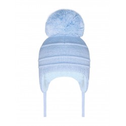 Pom Pom Envy Single Cable Blue Hat with Pom Pom 