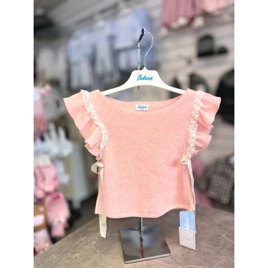 Babine AW25 Girls Peach and Cream Blouse, Shorts, Waistcoat Set 2612511/2612504/2612108