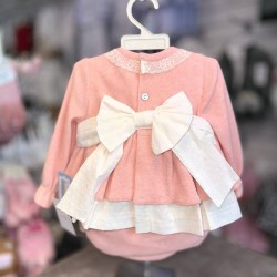 Babine AW25 Girls Peach and Cream dress and panties Set 2612017 Babine AW25 Girls Peach and Cream dress and panties Set 2612017