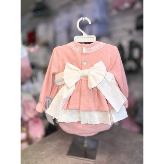 Babine AW25 Girls Peach and Cream dress and panties Set 2612017 Babine AW25 Girls Peach and Cream dress and panties Set 2612017