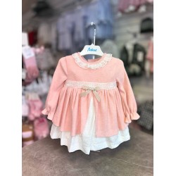 Babine AW25 Girls Peach and Cream dress 2612814 Babine AW25 Girls Peach and Cream dress 2612814