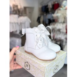 Beau Kid Girls White Leather Boots Beau Kid Girls White Leather Boots