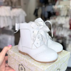 Beau Kid Girls White Leather Boots