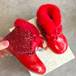 Beau Kid Girls Red Leather Boots Beau Kid Girls Red Leather Boots