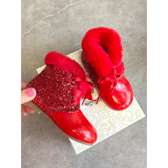 Beau Kid Girls Red Leather Boots Beau Kid Girls Red Leather Boots