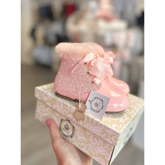 Beau Kid Girls Pink Leather Boots Beau Kid Girls Pink Leather Boots