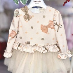 Bimbalò AW25 Girls Beige Dress 7876