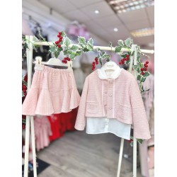 Bimbalò AW25 Girls Pink 3 Pc Set: Jacket, Shirt, skirt 7857