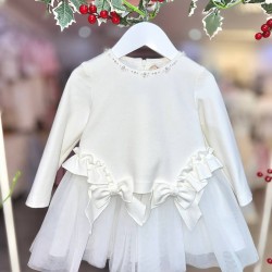 Bimbalò AW25 Girls Cream Dress 7865