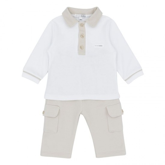 Blue Baby AW25 2226 Boys Beige Polo and Trouser set
