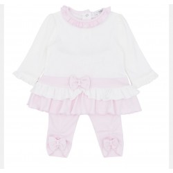 Blues baby AW25 2196 Girls Pink and Ivory Tunic and Leggings Set Blues baby AW25 2196 Girls Pink and Ivory Tunic and Leggings Set