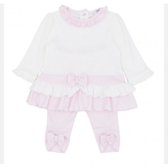 Blues baby AW25 2196 Girls Pink and Ivory Tunic and Leggings Set Blues baby AW25 2196 Girls Pink and Ivory Tunic and Leggings Set