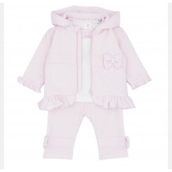 Blue Baby AW25 2198 Girls Pink Tracksuit with Ivory T Blue Baby AW25 2198 Girls Pink Tracksuit with Ivory T