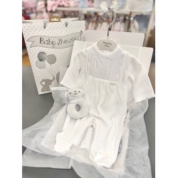 Blue Baby AW25 2073 White Velour All in One 