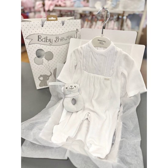 Blue Baby AW25 2073 White Velour All in One 