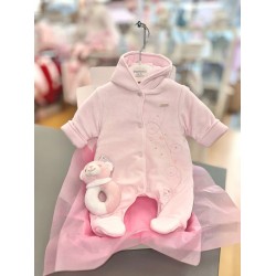 Blues Baby AW25 Girls Pink Velour Pramsuit BB2079P