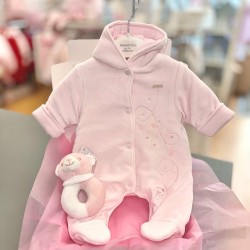 Blues Baby AW25 Girls Pink Velour Pramsuit BB2079P