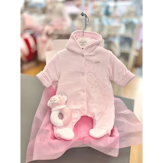 Blues Baby AW25 Girls Pink Velour Pramsuit BB2079P Blues Baby AW25 Girls Pink Velour Pramsuit BB2079P