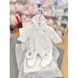 Blues Baby AW25 White Velour Pramsuit BB2079W