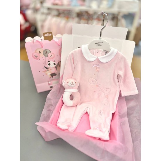 Blue Baby AW25 2067 Pink Velour All in One 