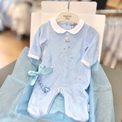 Blue Baby AW25 2060 Blue Velour All in One 
