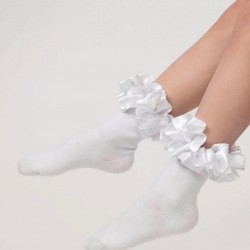 Caramelo Kids Girls White Ankle socks 049 Caramelo Kids Girls White Ankle socks 049