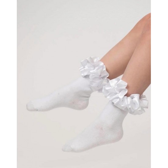 Caramelo Kids Girls White Ankle socks 049 Caramelo Kids Girls White Ankle socks 049