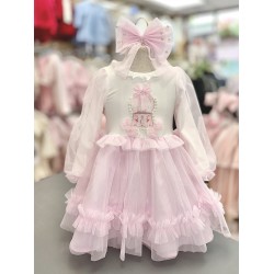Caramelo Kids AW25 Girls Pink Snow Globe Dress 3421103 Caramelo Kids AW25 Girls Pink Snow Globe Dress 3421103