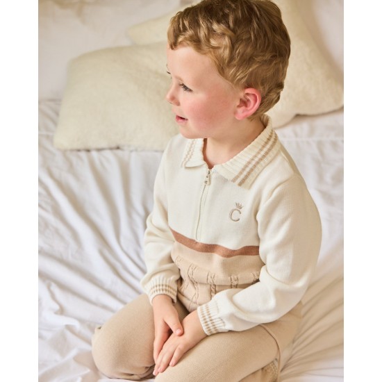 Caramelo Kids AW25 Boys Mink Knitted Tracksuit 2050183 Caramelo Kids AW25 Boys Mink Knitted Tracksuit 2050183