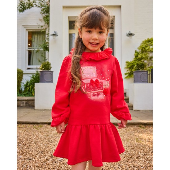 Caramelo Kids AW25 Girls Red Jewellery Box Sweat Dress 3421118