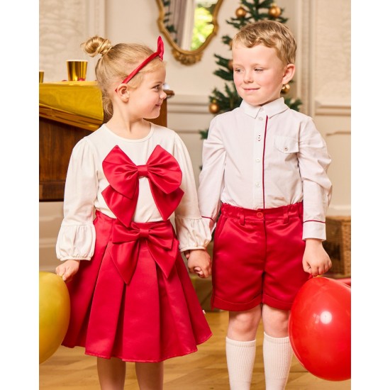 Caramelo Kids AW25 Girls Red Bow Skirt Set 0353237 Caramelo Kids AW25 Girls Red Bow Skirt Set 0353237