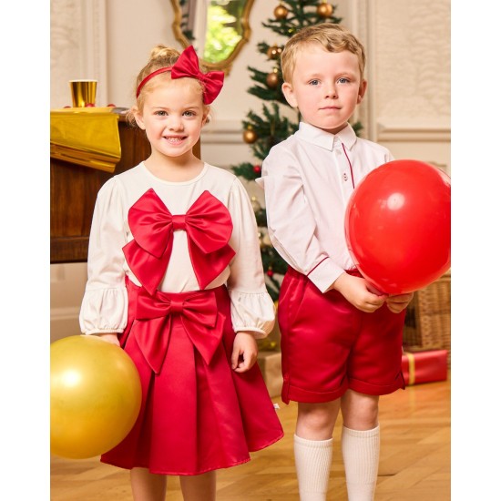 Caramelo Kids AW25 Girls Red Bow Skirt Set 0353237 Caramelo Kids AW25 Girls Red Bow Skirt Set 0353237