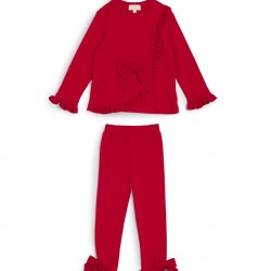 Caramelo Kids AW25 Girls Red Bow Frill Legging Set 0398238 Caramelo Kids AW25 Girls Red Bow Frill Legging Set 0398238