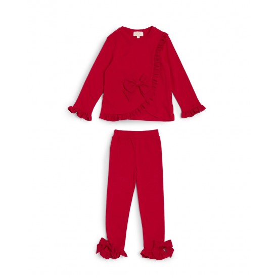 Caramelo Kids AW25 Girls Red Bow Frill Legging Set 0398238 Caramelo Kids AW25 Girls Red Bow Frill Legging Set 0398238