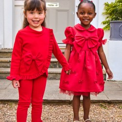 Caramelo Kids AW25 Girls Red Bow Frill Legging Set 0398238