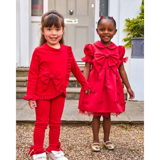 Caramelo Kids AW25 Girls Red Bow Frill Legging Set 0398238 Caramelo Kids AW25 Girls Red Bow Frill Legging Set 0398238